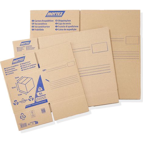 Mottez – Carton d'expédition 15L – Dimensions 30 x 25 x HT 20 cm – Résistance 10 kg – Carton simple cannelure FSC C121980 (1/5)