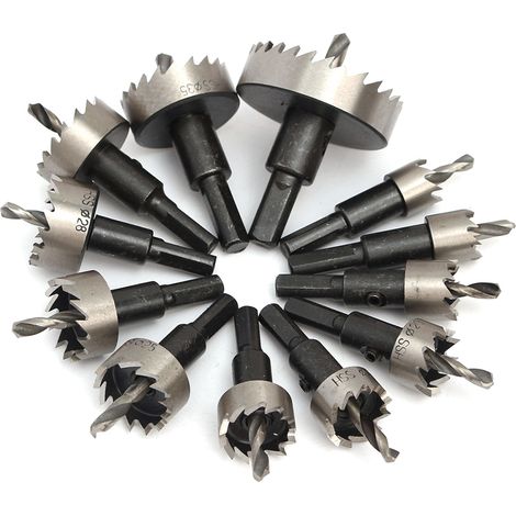 Jeu de 12 forets HSS en acier inoxydable, dents de scie cloche, pour métaux et alliages, 15-50 mm (1/5)