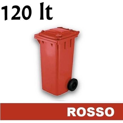 Cassonetto/Pattumiera/Contenitore/Bidone per raccolta rifiuti uso esterno 120lt Rosso