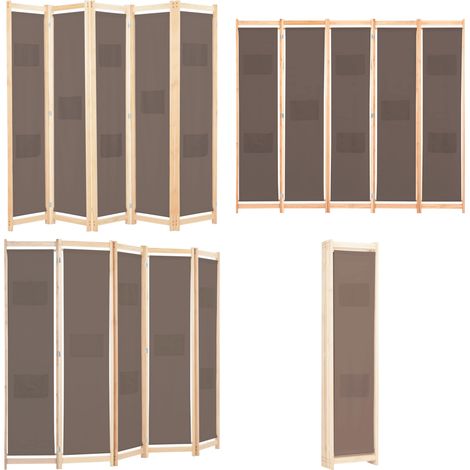 5-teiliger Raumteiler Braun 200 x 170 x 4 cm Stoff - Raumteiler - Holzrahmen - Stoffscreen - Wohnzimmerdeko - Wohnzimmereinrichtung - Home & Living (1/5)
