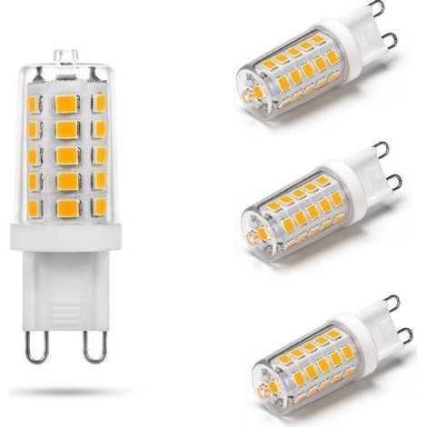 Ampoule LED G9 5W, 500LM, équivalen 50W halogène, Blanc chaud 3000K, 220-240V, CRI 85, NON-Dimmable, Économie d'énergie, Base en céramique, Culot G9 Standard, Lot de 4 [Classe énergéti (1/4)