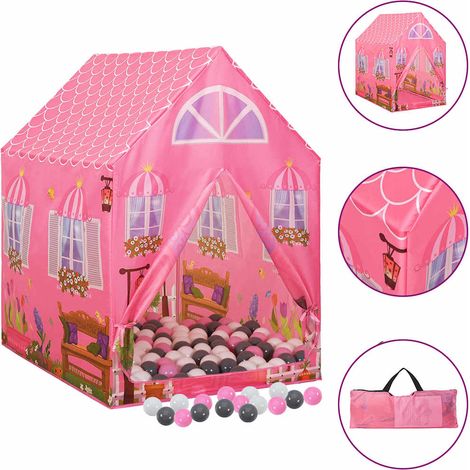 Tente enfant Tente de jeu - Maison enfant avec 250 balles Rose 69x94x104 cm BV588131 - BonneVie (1/5)