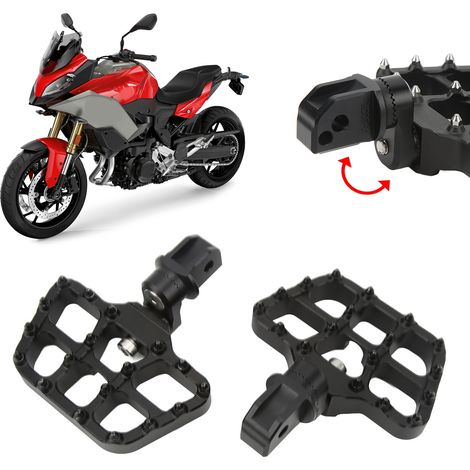Motorrad-Fußrasten hinten, kompatibel mit BMW F900R/F900XR 2020-2022 (kurz, verstellbar), Schwarz (1/5)
