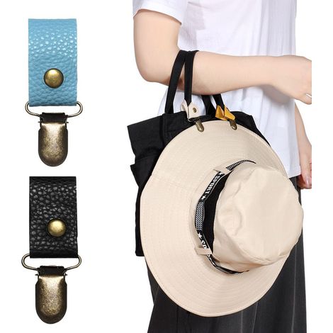 Attache-chapeau en cuir PU pour sac à main, clip de retenue pour casquette de voyage, accessoire de voyage extérieur (1/5)