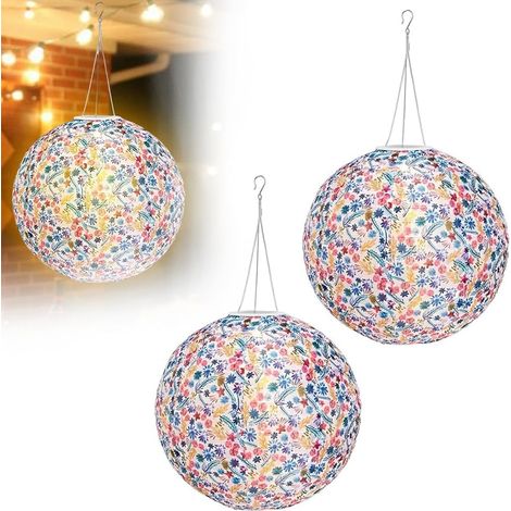 Lanternes solaires d'extérieur résistantes aux intempéries, lot de 2 lanternes de 30 cm, guirlandes lumineuses, lanternes d'extérieur, pour jardin, balcon, terrasse, cour, mariage, fête, décoration de (1/5)