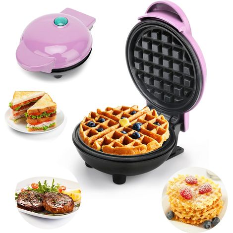 (Rose) Mini gaufrier et crêpière rond, cadeau idéal pour Noël et la fête des mères pour les enfants. - AquaForge (1/5)