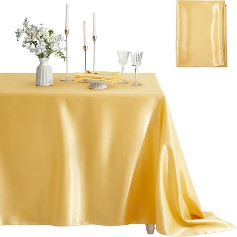 Satin-Tischdecke 152x260cm rechteckig für Hochzeiten, Partys, Bankette, Gold