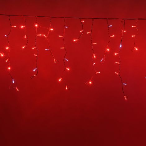 Koem cascata di stalattiti tenda a pioggia 4x0,70 mt con 200 luci di Natale a Maxi Led Rosso con flash Bianco Ghiaccio IP65 professionale per esterno e interno Rosso 4x0,70 metri - 200 Maxiled Bianco  (1/5)