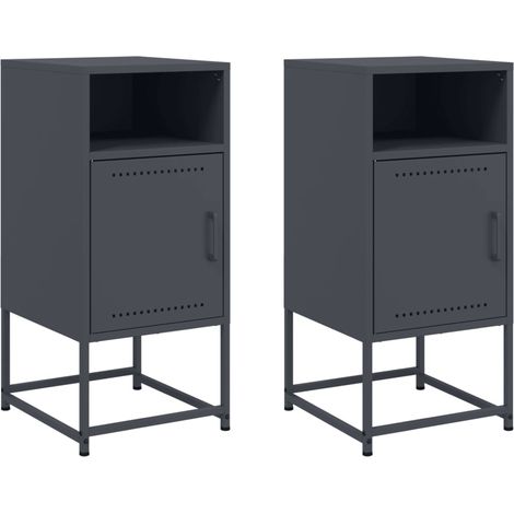 Maison Exclusive - Nachttische 2 Stk. Anthrazit 36x39x78 cm Stahl