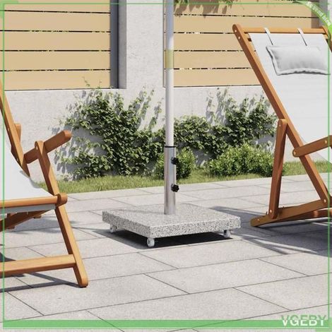 Socle de parasol - FAFEICY - 48563 - Granit 30 kg - Carré 45x45x5 cm - Adaptateurs 38/48 mm, roulettes (1/5)