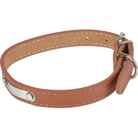 Collier Pour Chien en Cuir "Plaque" 50cm Cognac (1/2)