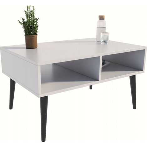 Tavolino da caffè in stile scandinavo con gambe, Isla, bianco e nero (1/5)