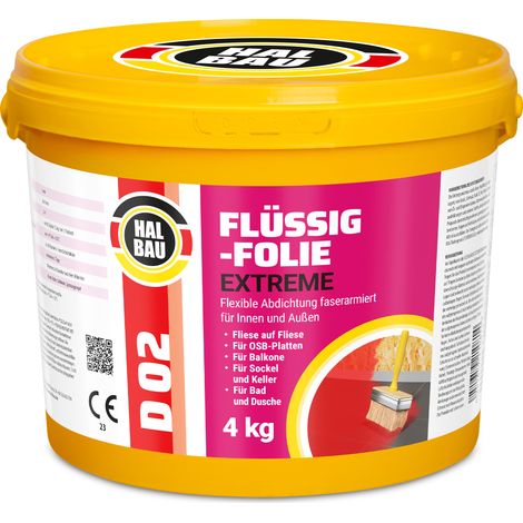 HALBAU Flüssigfolie Extreme Badabdichtung Dichtmembran Dichtfolie D02 - 4KG (1/5)