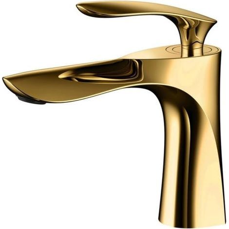 Robinet de lavabo élégant robinet de salle de bain eau chaude et froide robinet mitigeur de lavabo finition platine laiton lavabo de toilette or (1/2)