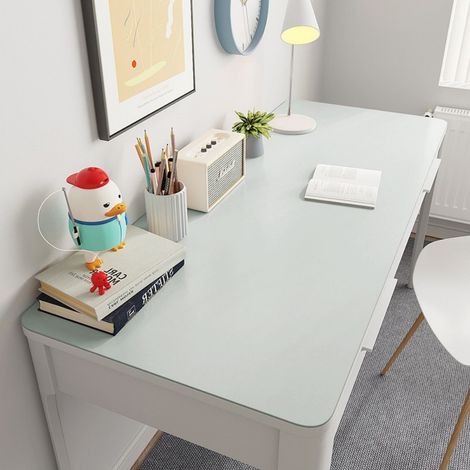 Ede Gris élégant, 40-60 cm (cuir) Tapis de bureau uni pour protéger les yeux des enfants, nappe lavable et résistante, tapis de table en cuir imperméable (1/4)