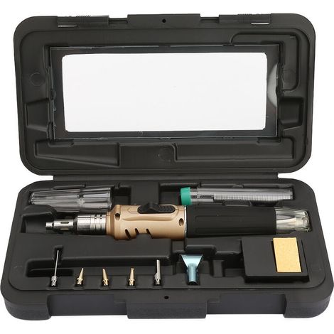 Jeffergarden Kit de soudage à gaz butane multifonction HS-1115K (10 pièces) - Torche à souder sans fil (Or)-DOU