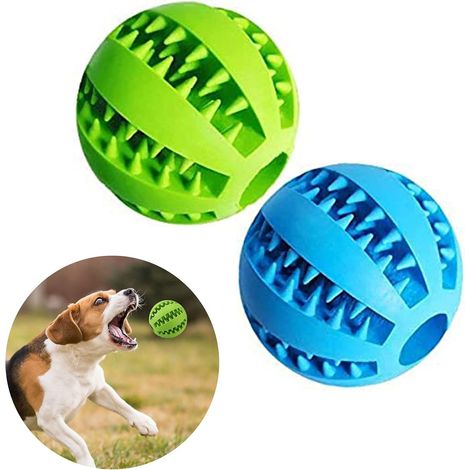 Boules de jouet de nettoyage de dents de boule de nourriture de chien en caoutchouc, jouets interactifs de chien de mastication de dents durables (2 pièces)