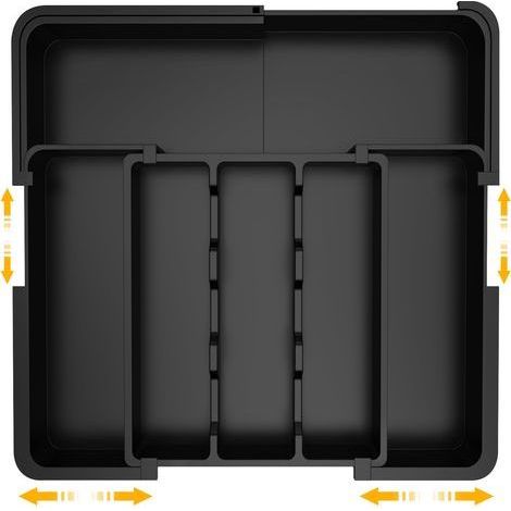 Range Couverts pour Tiroir,Organisateur Tiroir Cuisine de Fourche Avec 6 Compartiments Extra-Larges,37 33 cm Range Couverts, pour Le Stockage de Vaisselle de Cuisine, Stockage de Tiroir,Noir (1/5)