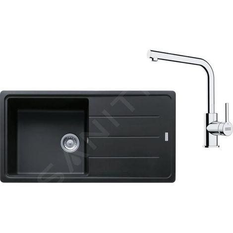 Franke Colonnes - Set de cuisine G264O, évier en fragranit BFG 611, onyx + robinet FS 3230.031, onyx / chrome 114.0700.741 (1/4)