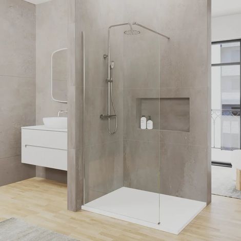 Cabine de douche à l italienne en arc de 80 cm avec profilé en nickel brossé verre transparent de 8 mm facile à nettoyer h200 Senja (1/4)