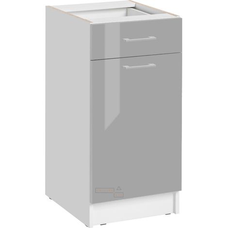 Mobile base da cucina Eco Grigio Brillante a 1 anta 1 cassetto L 40 cm (1/5)