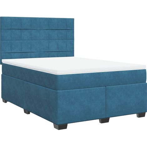 vidaXL Giroletto a Molle con Materasso Blu 160x200 cm in Velluto (1/5)