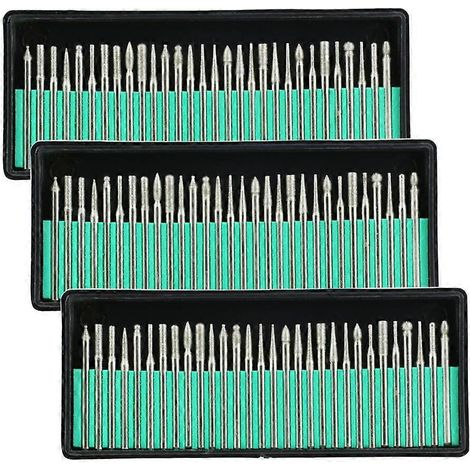 Fraises diamantées pour le perçage du verre, du métal et des pierres précieuses, compatibles avec les outils rotatifs de meulage Dremel, 90 pièces, 3 mm (1/8 pouce) (1/5)