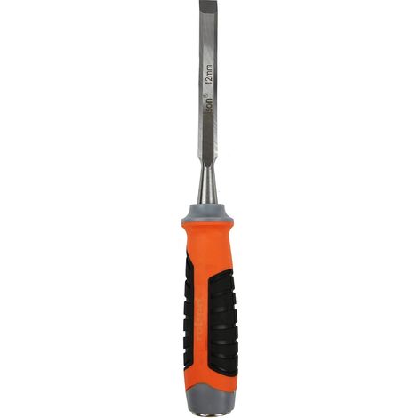 1 - Ciseau à bois - Acier CrV - Lame polie biseautée 12 mm - Pour travail du bois professionnel et bricolage - Manche ergonomique - Argent (1/5)