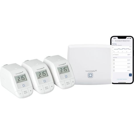 Set di Avvio per Casa Intelligente HOMEMATIC IP Riscaldamento (Bianco) con Access Point HMIP-HAP e 3 Termostati Radiatore HOMEMATIC IP