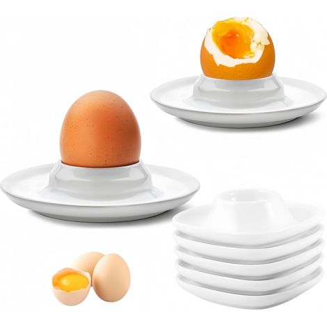 Ensemble de 6 coquetiers avec plateaux à œufs, empilables ronds avec base, pour petit-déjeuner et cuisine. (1/5)