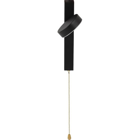 Moderne nordische LED-Wandleuchte, 3 Farbtemperaturen, Zugschalter, Leselampe für Wohnzimmer, Flur, Schlafzimmer (85-265V, schwarz, 9W/3 Stufen) (1/5)