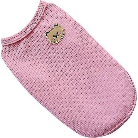 Chaleco para mascotas Oso Ropa para perros Gato Camiseta para perros de color liso Ropa para mascotas Sección delgada Moda Chihuahua Verano Transpirable Pug Sudaderas con capucha Rosa (1/5)