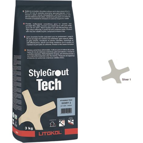 Mortier pour joint carrelage StyleGrout Tech 3kg LITOKOL Mortier SyleGrout Tech LITOKOL Silver 1 (Gris clair)