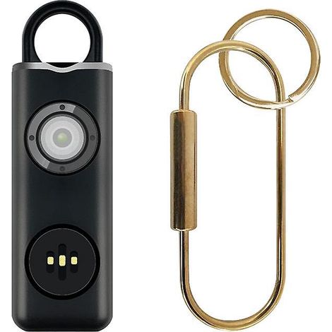 noir Safe Sound Alarme Personnelle, 130 Db Fort Sirne Chanson Alarme De Scurit Porte-cls Avec Lumire Led Stroboscopique Sos, Mousqueton, Cble De C