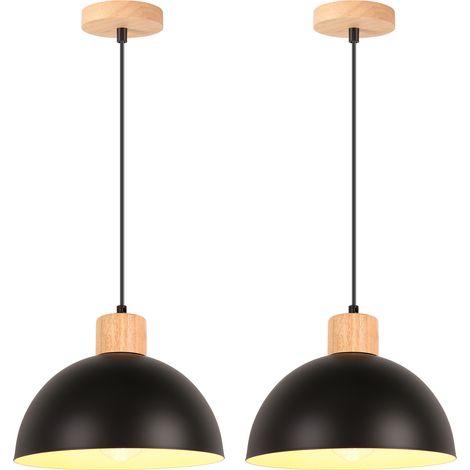2PCS Lustre En Métal Vintage Suspension Luminaire Moderne Lampe À Suspension D'Intérieur Simple E27, Noir Pour Restaurant Cuisine