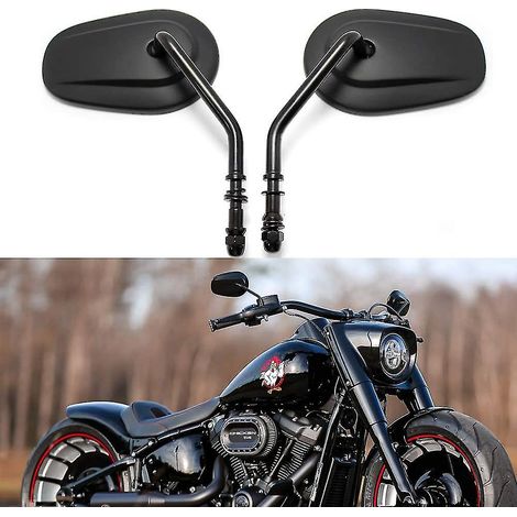 Rétroviseurs de guidon noirs 8 mm pour moto Dyna Super Glide Street Glide Road Glide Softail A129 (1/5)