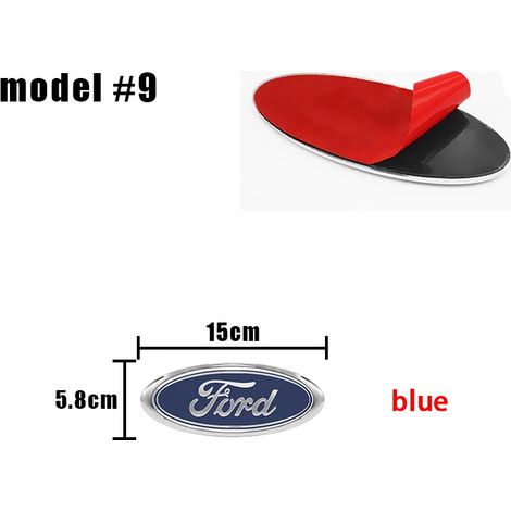 (Modèle 9 15 x 5,8 cm) - Convient pour : Logo de calandre avant, logo de capot, emblème autocollant bleu, accessoires automobiles. Convient pour : Focus mk2 mk3, Fiesta F150 F250, Ranger, Mondeo mk4. (1/5)