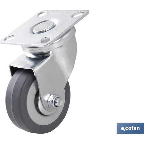 Rueda goma/gris placa Ø50x18mm