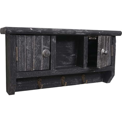 Teclado HHG-461, teclado con puertas, madera maciza certificado MVG, gris shabby