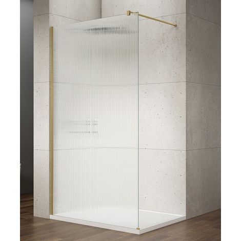 Cabine de douche à l'italienne VARIO GOLD MATT, verre nordique, 1400 mm (1/3)