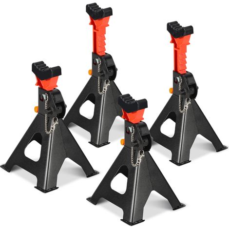 Wolketon 4x chandelles 3T pliantes réglables Crics pour voitures Béquilles Pour SUV/Van/Caravane