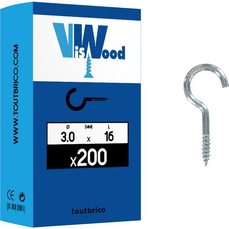 200 crochets d'armoire 3 X 16mm acier zingué - Viswood