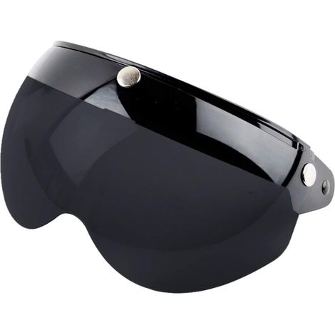Universal Retro Helmet Visor 3 Press Stud Windproof Sun Protection Half Face Motorcycle Helmet Visor (Black, Dark Brown) (1/5)