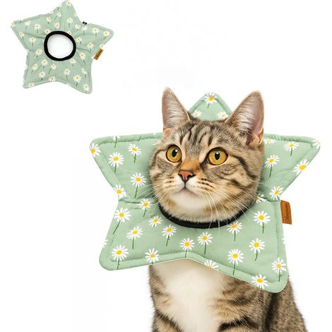 Collier élisabéthain souple en forme d'étoile pour chat, collier de récupération floral ajustable pour chats et chatons, collier élisabéthain confortable, collier protecteur anti-léchage pour guérison (1/5)