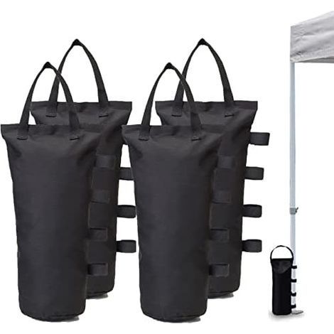 Lot De 4 Sacs De Lestage, Poids De Jambes Pour Tente Pop-Up, Poids De Tonnelle, Poids De Tonnelle, Lesté Pour Tonnelle, Parasol De Terrasse, Noir (1/5)
