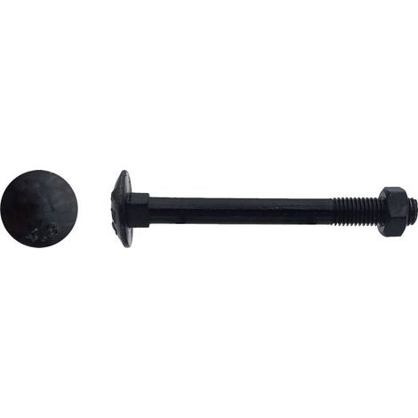 200 Boulons Tête Ronde Collet Carré TRCC 6 x 35 mm - DIN 603 - Zingué Noir - D-Work