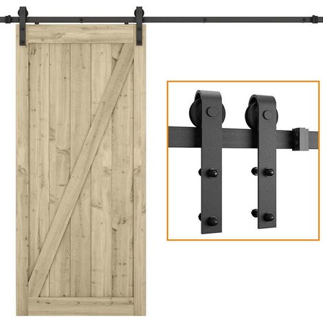 – Kit de rail pour porte coulissante 150cm – Acier au carbone – Capacité 100kg – Système silencieux pour intérieur (1/5)