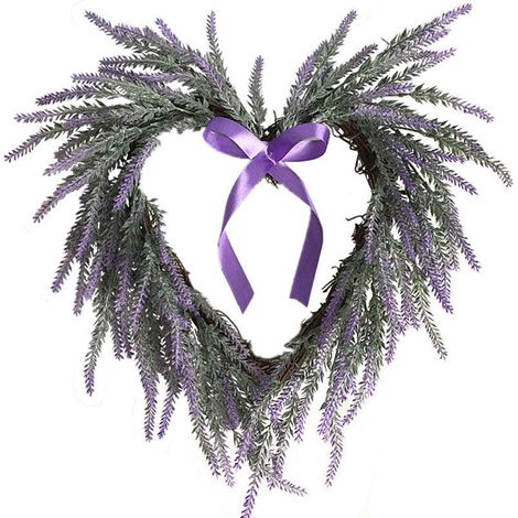 Couronne de lavande en forme de cœur à suspendre au mur, décoration murale pour la maison, pour un mariage, pour la Saint-Valentin