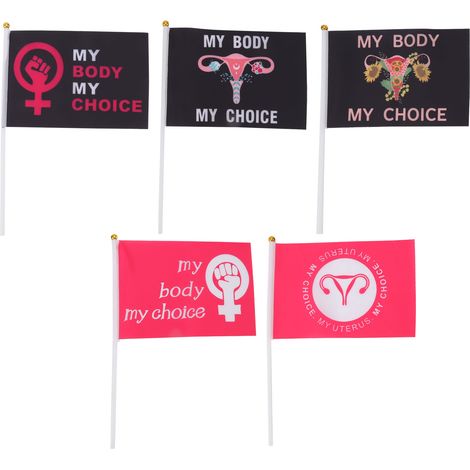 Set mit 10 feministischen Flaggen für Frauenrechte, Gartenbanner zum Thema Recht auf Abtreibung, Typ B, zur Außendekoration Ihres Gartens. (1/5)