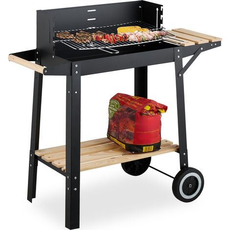 Carrito de barbacoa móvil con estantes y ruedas